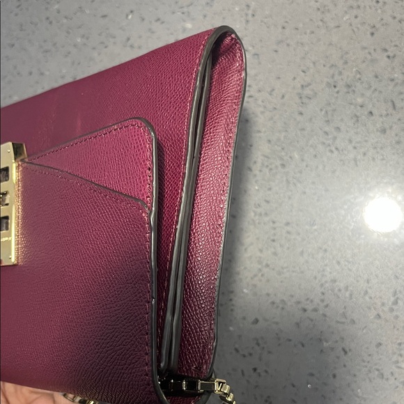 Henri Bendel Deep Red Clutch with Gold Chain - Picture 12 of 13